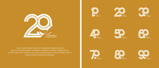 anniversary vector logo set, white color and  handwriting can be use for celebration