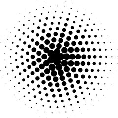 Abstract Black Background with Minimalist Geometric Halftone Shapes