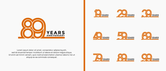 anniversary vector logo set, orange and black color can be use for celebration