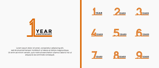 anniversary vector logo set, orange and black color can be use for celebration