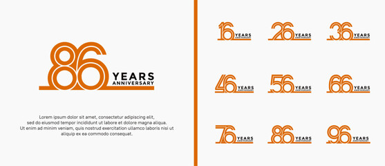 anniversary vector logo set, orange and black color can be use for celebration
