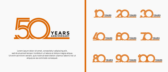 anniversary vector logo set, orange and black color can be use for celebration