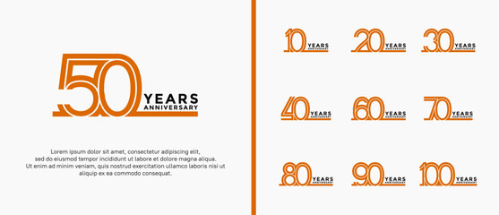 anniversary vector logo set, orange and black color can be use for celebration