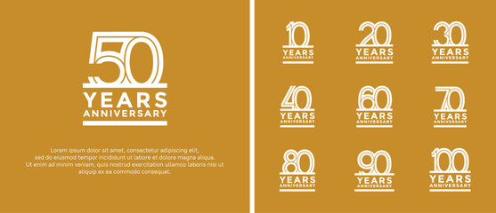 anniversary vector logo set, white color can be use for celebration