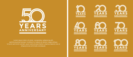 anniversary vector logo set, white color can be use for celebration