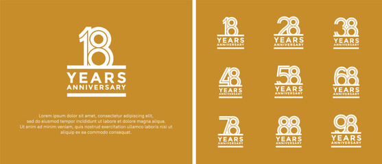 anniversary vector logo set, white color can be use for celebration