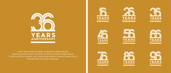 anniversary vector logo set, white color can be use for celebration