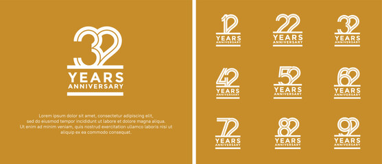 anniversary vector logo set, white color can be use for celebration