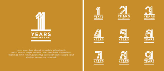 anniversary vector logo set, white color can be use for celebration