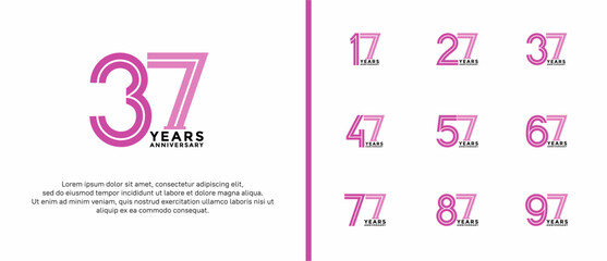 anniversary vector logo set, purple and black color can be use for celebration