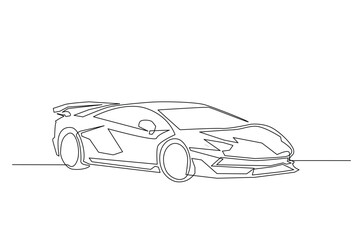 Obraz premium Continuous one line drawing of sporty supercar. Luxury Sport Car in single line art illustration. Editable vector.