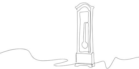 Pendulum clock in one continuous line simple linear style. Doodle vector illustration Editable stroke.