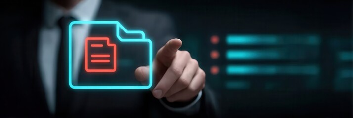 A streamlined futuristic page integrating report publishing and online document functions around a clear folder enabling information management