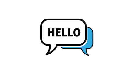 Fototapeta premium Two overlapping speech bubbles with the word HELLO in bold capital letters, symbolizing a friendly greeting or conversation.