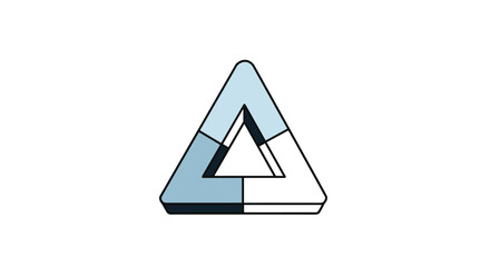 Modern geometric logo of an impossible triangle, or Penrose triangle, in shades of blue and white creating an optical illusion.