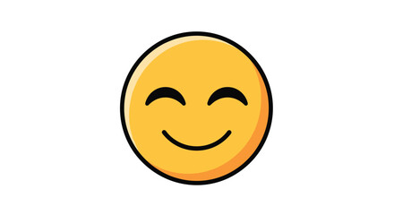 Fototapeta premium A simple and content yellow emoticon with closed, smiling eyes, conveying a feeling of happiness, calm, and satisfaction.