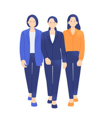 未来を切り拓く女性 力強く一歩を踏み出すキャリアウーマン かっこいい女性のベクターイラスト素材