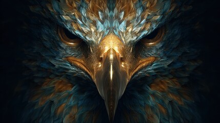 Fototapeta premium Dramatic artistic rendering of an eagle head in a dark environment
