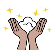 Obraz premium Light skin hands holding facial foam for skincare routine