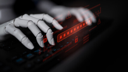AI-generated password warning alert showing critical cybersecurity threat, password vulnerability, system risk, and data access breach visualization Latch