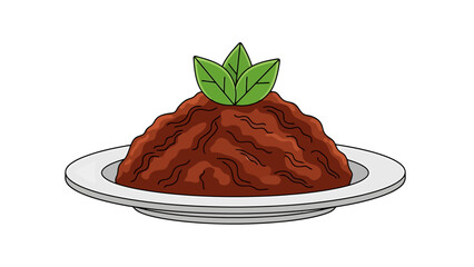 Fresh Ground Coffee on a Plate Aromatic and Rich in Flavor rendang indonesian food
