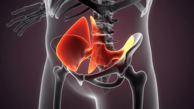 Human Pelvis and Sacrum Anatomy 3D Animation.