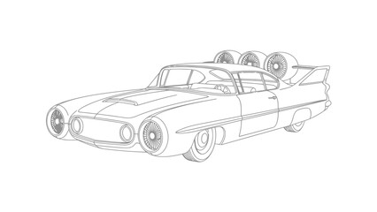 Obraz premium Retro futuristic car design with multiple fans and fins