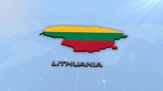 Lithuania Map Geographic Map and Flag Animated Motion Graphic Background | Lithuania Map Animation