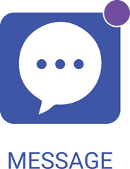 Mobile Message Icon: Chat Bubble in Blue Square with Notification Dot for Communication.