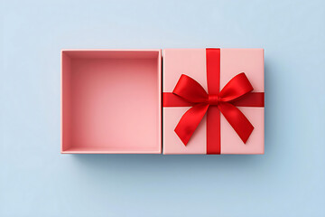 pink gift box with red ribbon