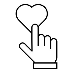 hand clicking heart line icon with editable stroke