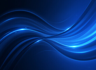 Abstract blue wavy light trails on dark background