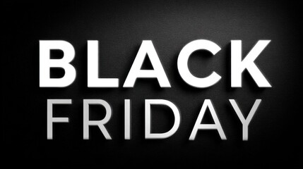 Bold text displaying "BLACK FRIDAY" against a dark background, symbolizing a major shopping event known for discounts and deals.