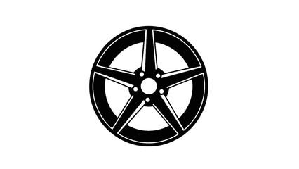 Obraz premium Vector illustration of a black car wheel on transparent background, car parts