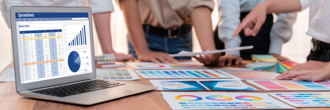 Spreadsheet document information financial startup concept. data and graphs in spreadsheet documents for online analysis project dashboard accounting digital brisk