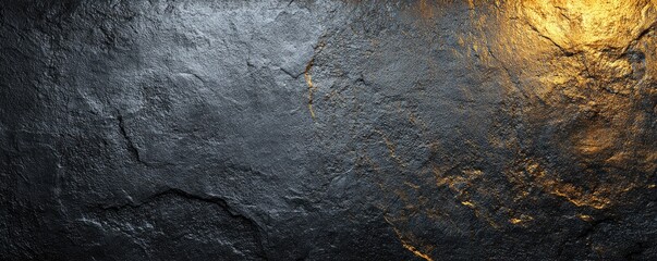 Textured dark stone surface with golden highlight