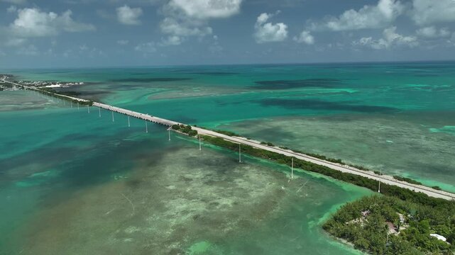 Aerial View Of Seven Mile Bridge In Florida Keys, USA
