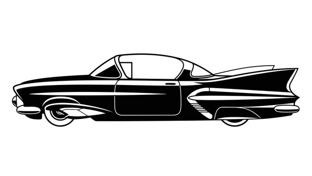Classic american automobile with iconic tail fins