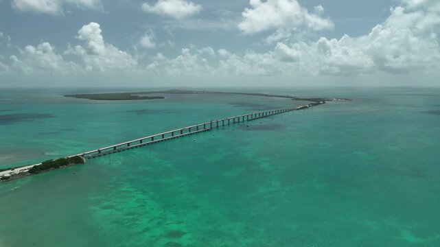 Aerial View Of Seven Mile Bridge In Florida Keys, USA