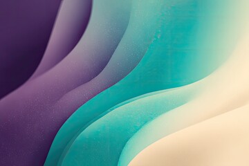 Abstract waves in purple, teal, & beige form a gradient