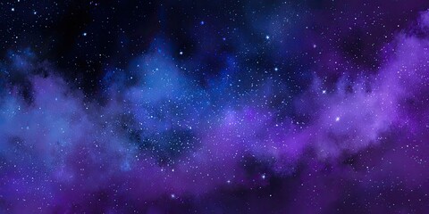Naklejka premium A cosmic sky filled with twinkling stars and swirling purple, blue nebula clouds