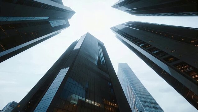 Towering skyscrapers from below