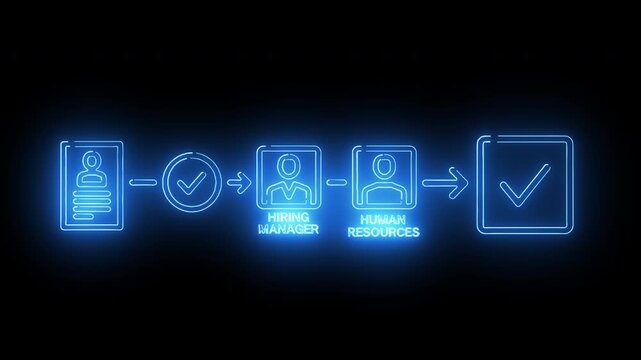 Onboarding documentation process with document icons, approval checkmarks, user identification symbols, and HR digital workflow system