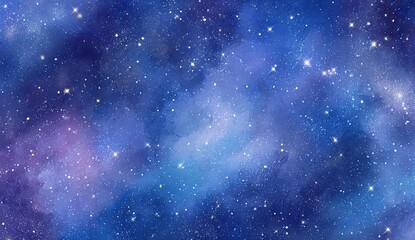 Starry night blue/purple galaxy watercolor with twinkling stars and nebula clouds