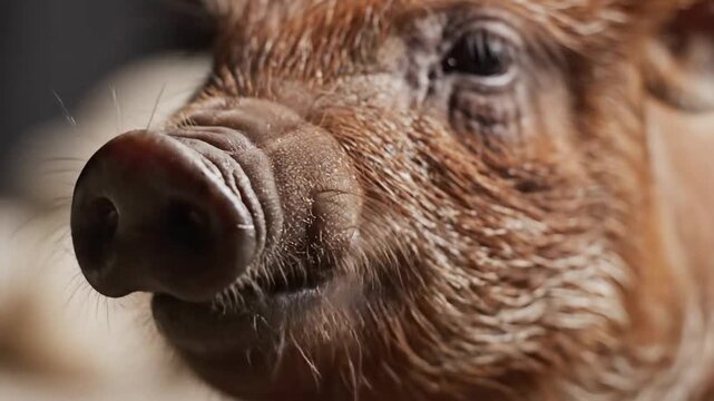 Close-up of a Cute Piglets Snout and Face.