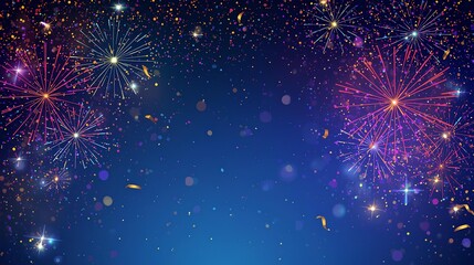 Fototapeta premium Festive Fireworks Display Over a Starry Sky A New Year Celebration of Lights Background