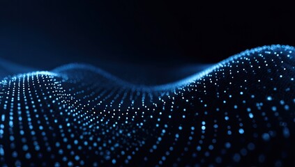 Ethereal, blue dotted waves undulate, soft-focused against a dark background