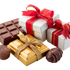  chocolate and gift boxes on a white background