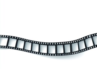 Film strip curved against white background, black edges, blank translucent frames