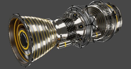 Futuristic Jet Engine With High-Detail Mechanical Components © ridho